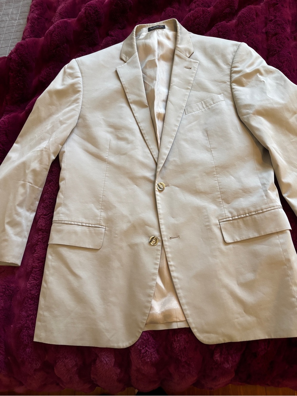 John Varvatos Men's tan Single-Breasted chino blazer 42R